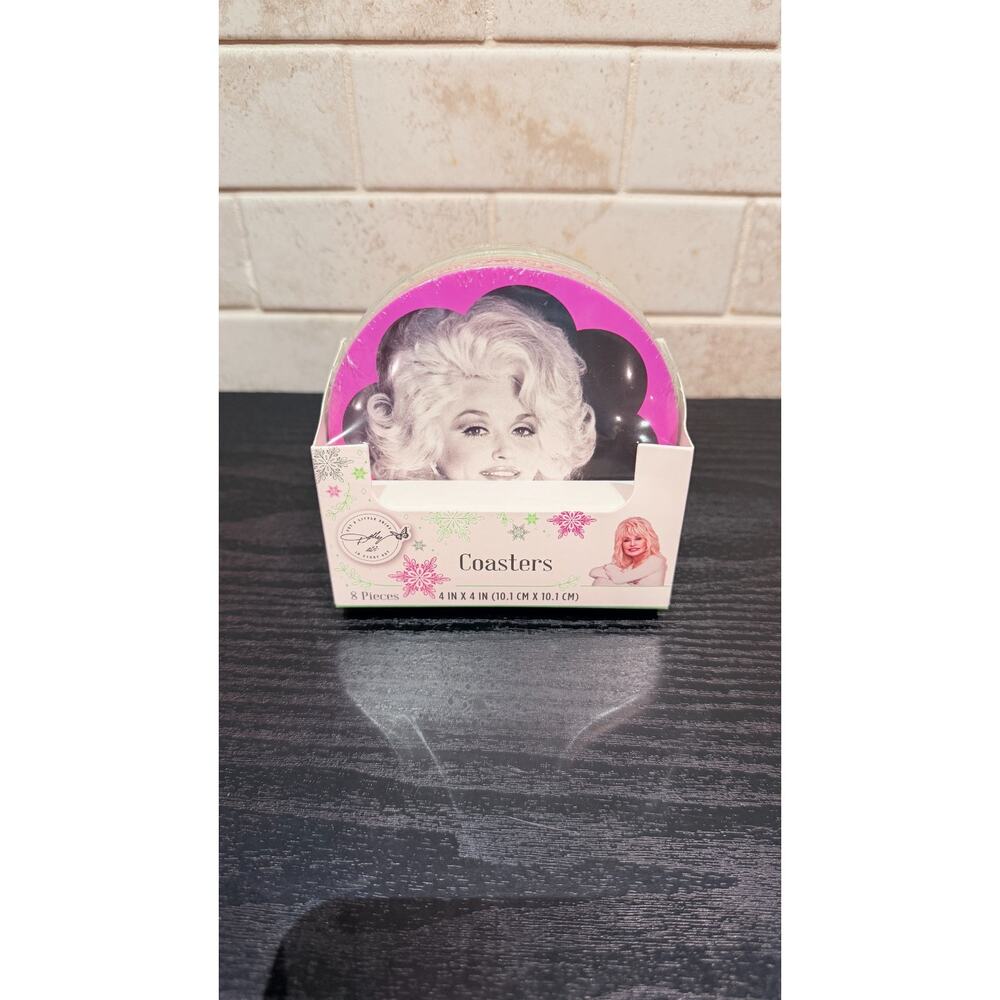 Dolly Parton Christmas Coasters – 8-Count Double-Sided Set (NEW)